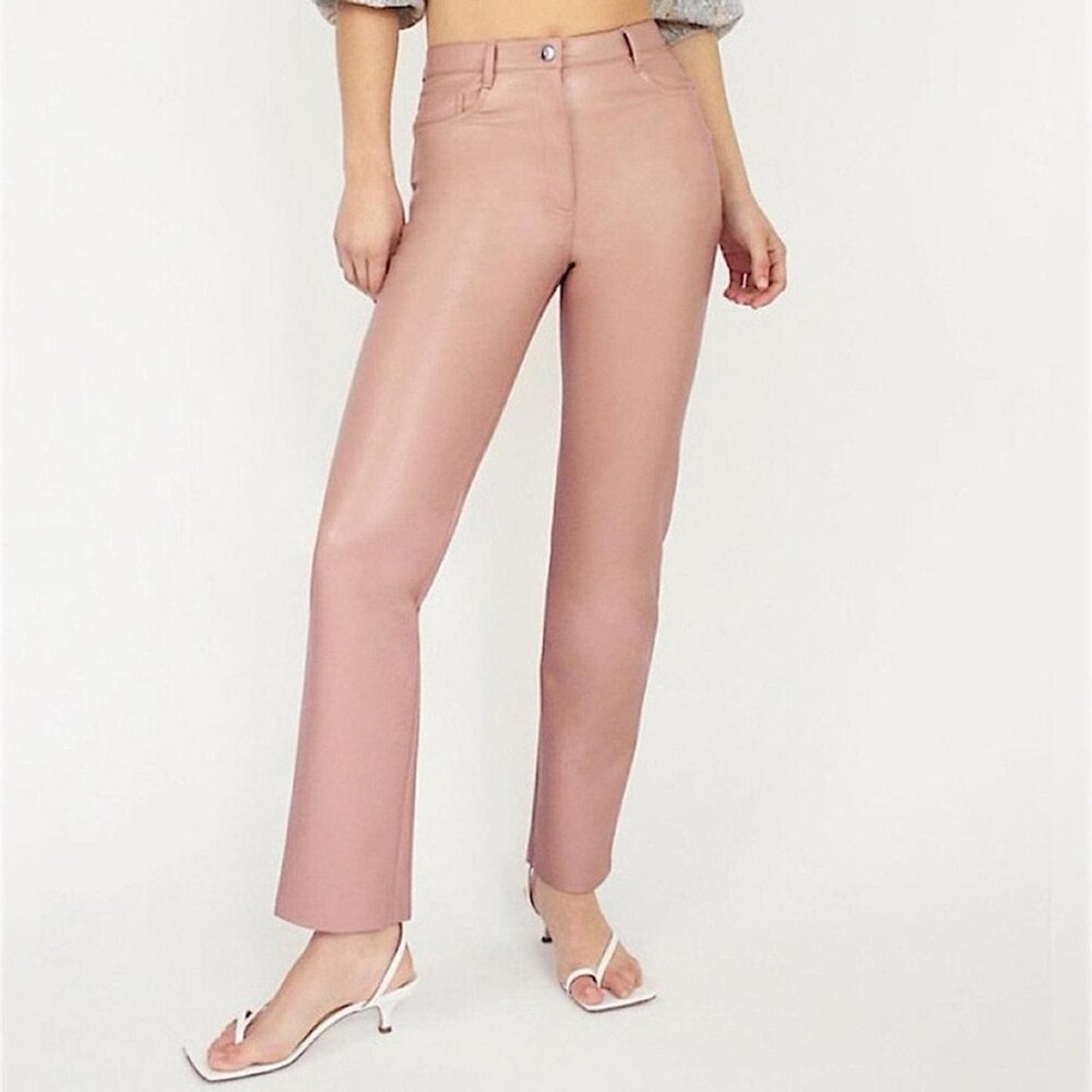Aritzia Wilfred Pink High Rise Vegan Leather Melina Pant
